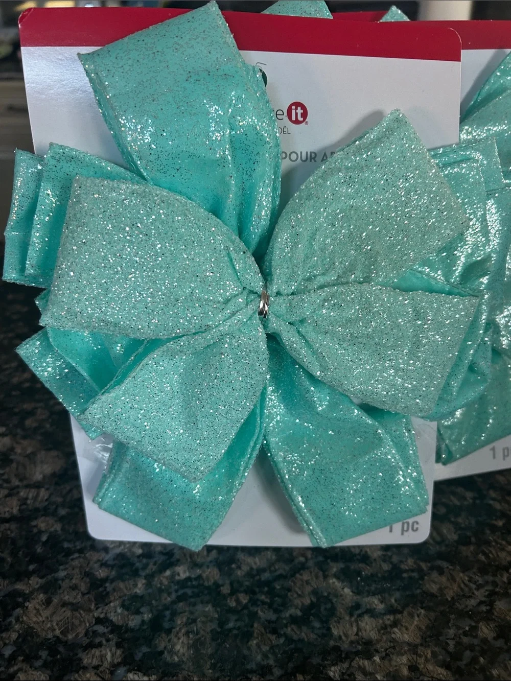 CELEBRATE IT GLITTER AQUA TREE BOW LOT OF 3 NWT